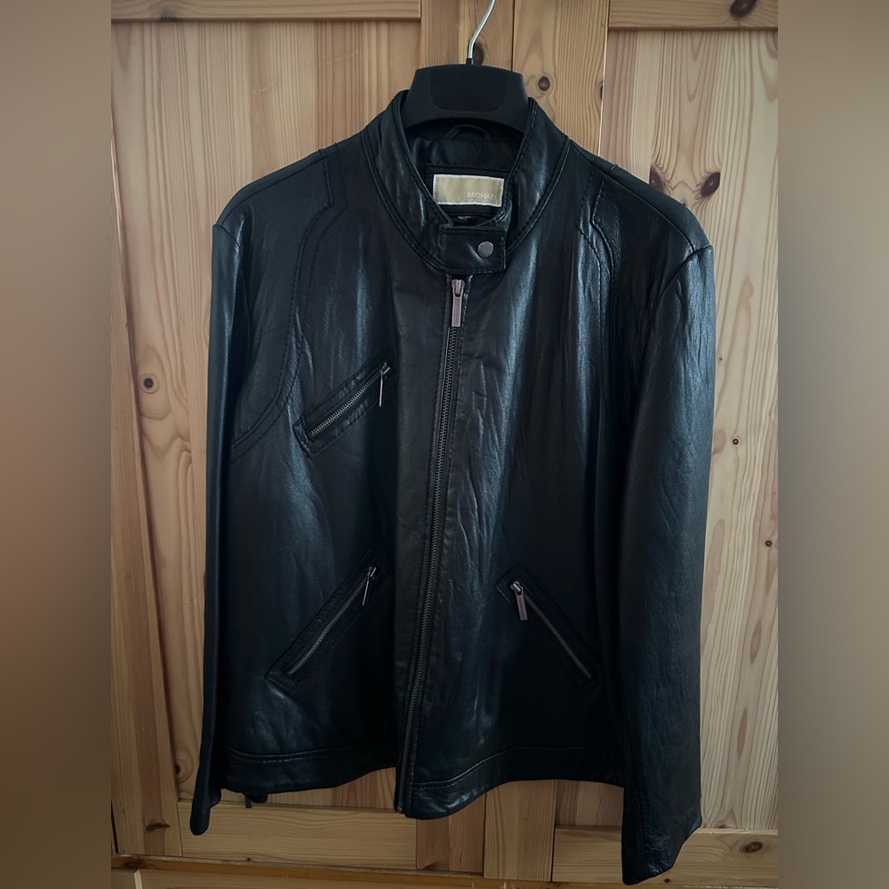 Michael Kors leather biker moto jacket
